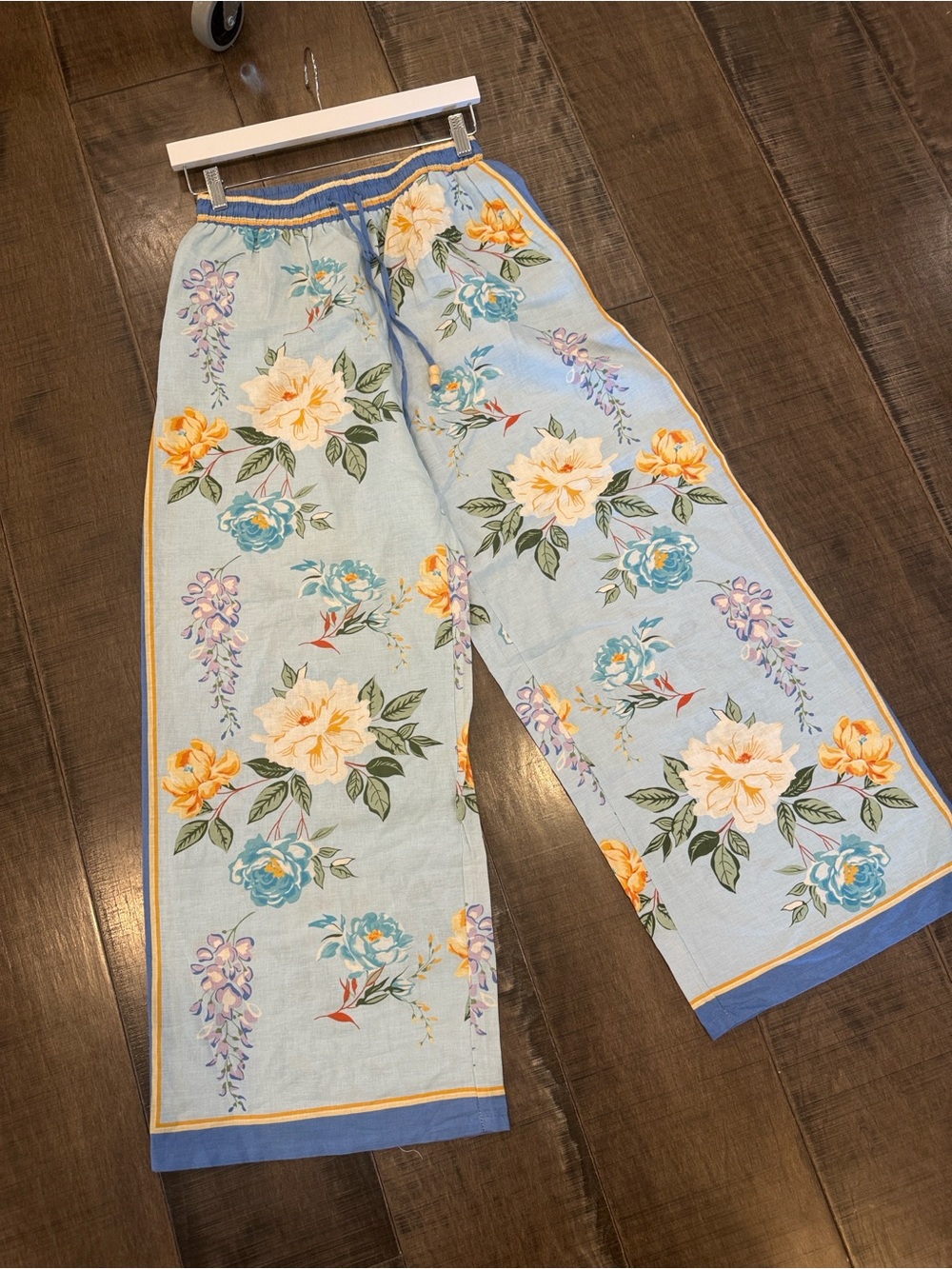 Joie Light Blue Floral Wide-Leg Pants